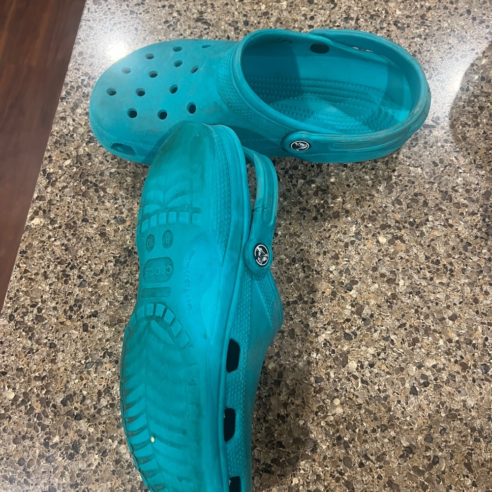 Teal crocs men 8
